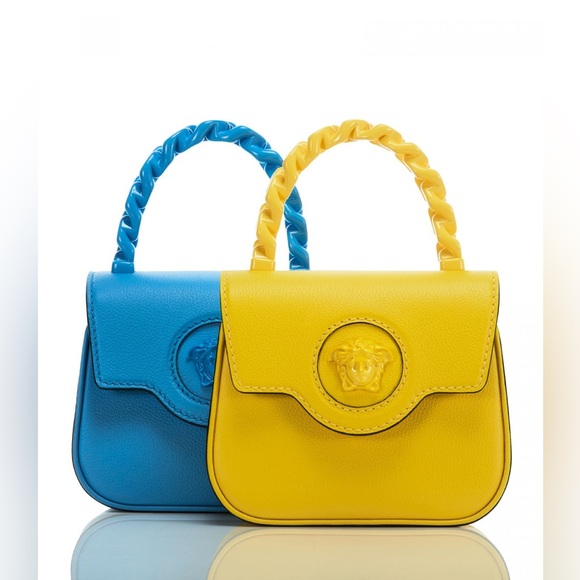 Versace La Medusa Mini Yellow Crossbody Top Handle Shoulder Bag NWT - Picture 2 of 14